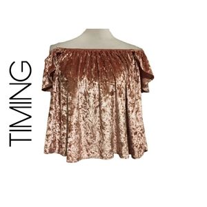 Timing Crushed Velvet Off The Shoulder Top